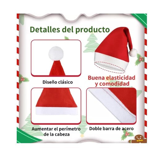 Pack 6 Gorros De Navidad Viejo Pascuero